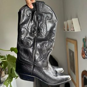 Vintage Nine West Black Cowboy Boots